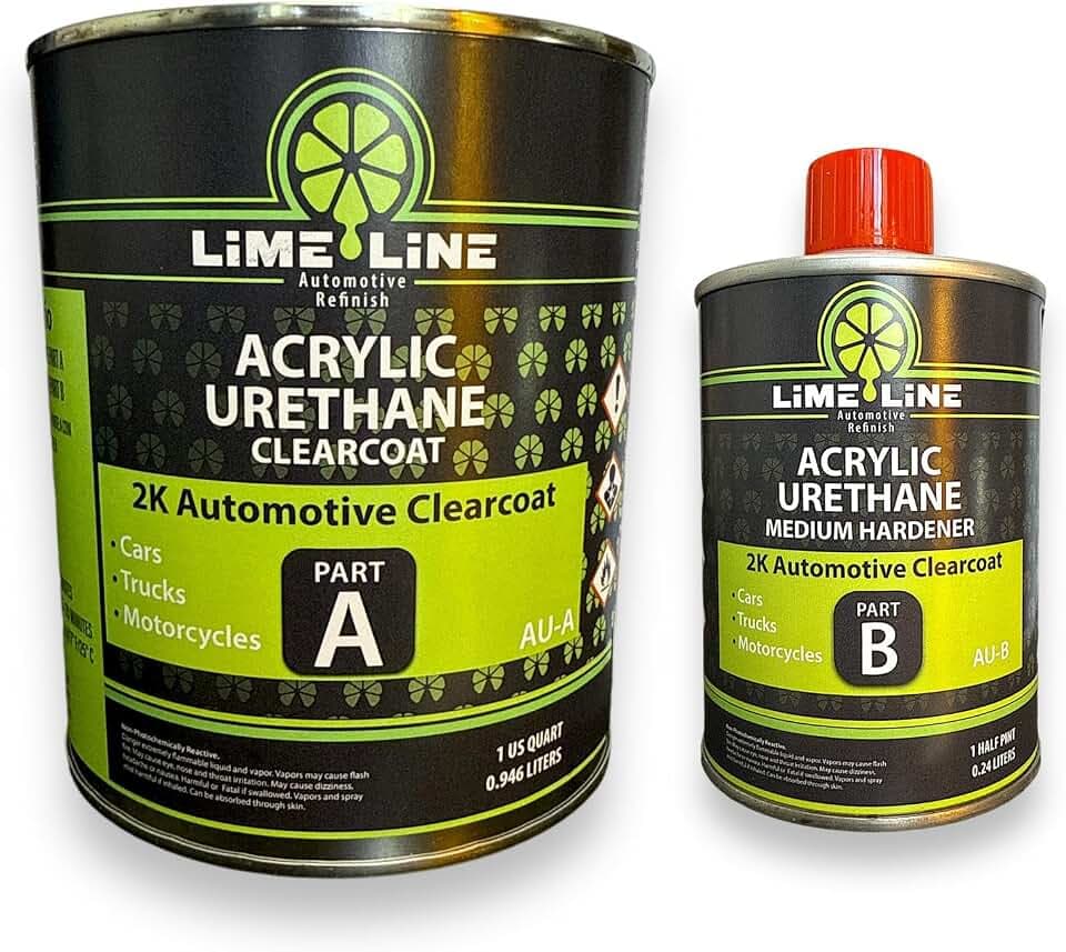 LiME LiNE 2K Clear Coat - 1.25 Quart Automotive Paint Kit with Hardener - 4:1 Mix Ratio, High Gloss Top Coat for Cars, Trucks, and Motorcycles
