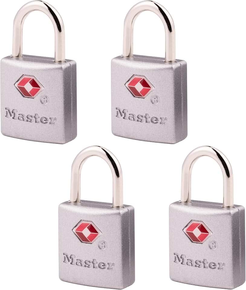Master Lock TSA Luggage Lock Keyed Alike, Brass and Nickel, 4-Pack 4683Q