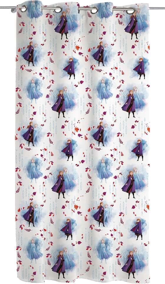 Frozen Vorhang mit Ringen, Vorhang für Kinderzimmer, Vorhang für Innenräume, 140 x 290 cm, Disney, offizielles Produkt, Einzelpaneel