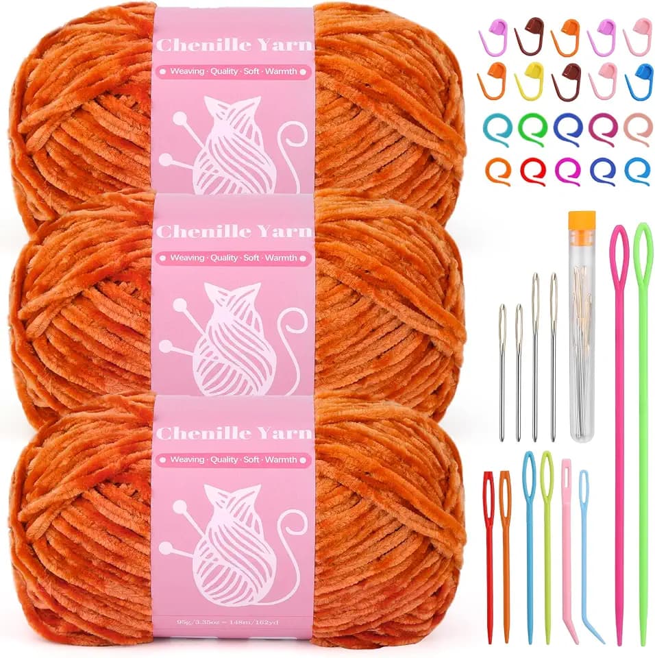 LUNARM Chenille Yarn for Crocheting Chunky Yarn for Hand Knitting