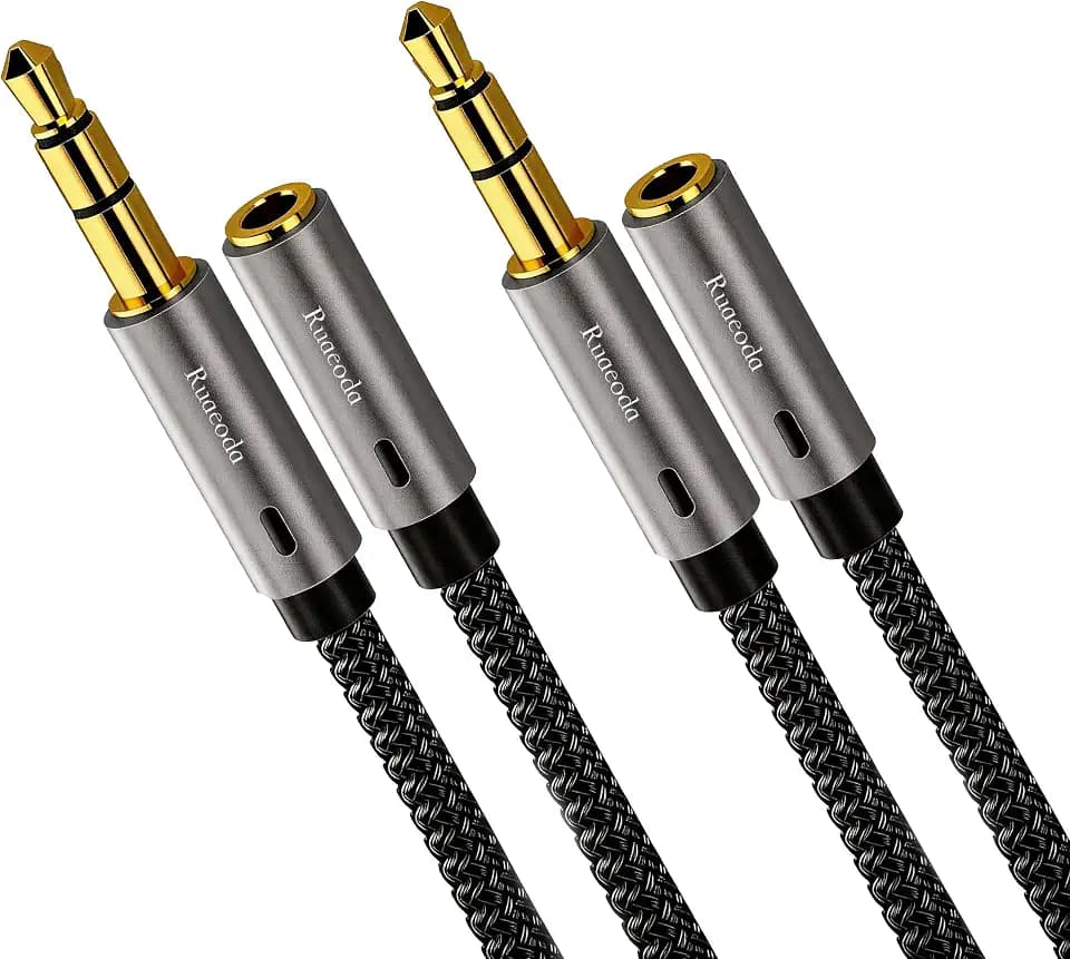 6 ft Headphone Extension Cable 2Pack - 3.5mm Male to Female Stereo Audio Extension Cable - Double Shielded Braided Long 1/8 TRS aux Cord Extender
