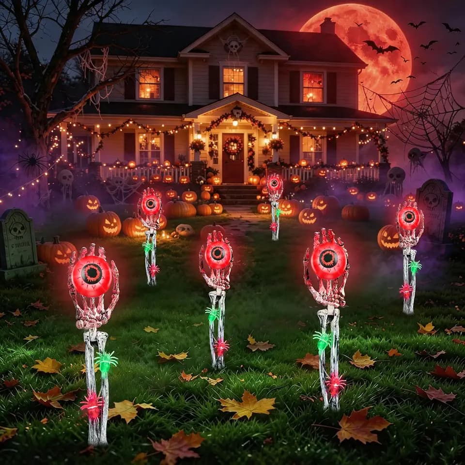 Halloween Skeleton Hands Decorations, 2 Pack Halloween Decorations Outdoor