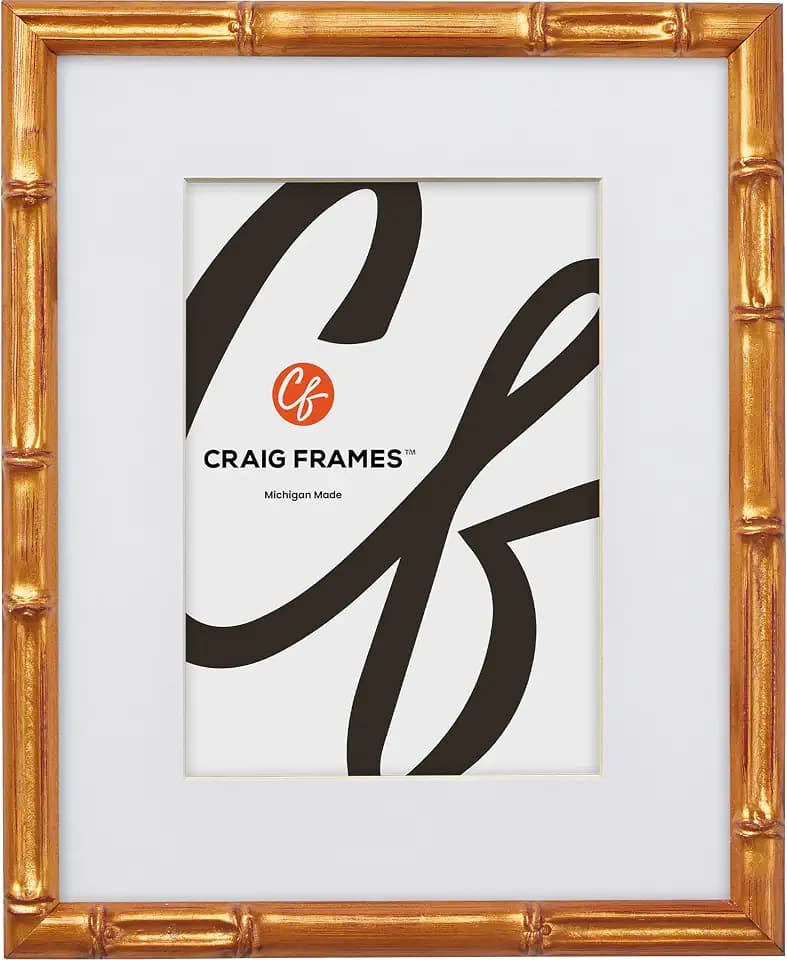 Craig Frames 11x17 Gold Picture Frame Matted to 8x12, Wood Wall Decor