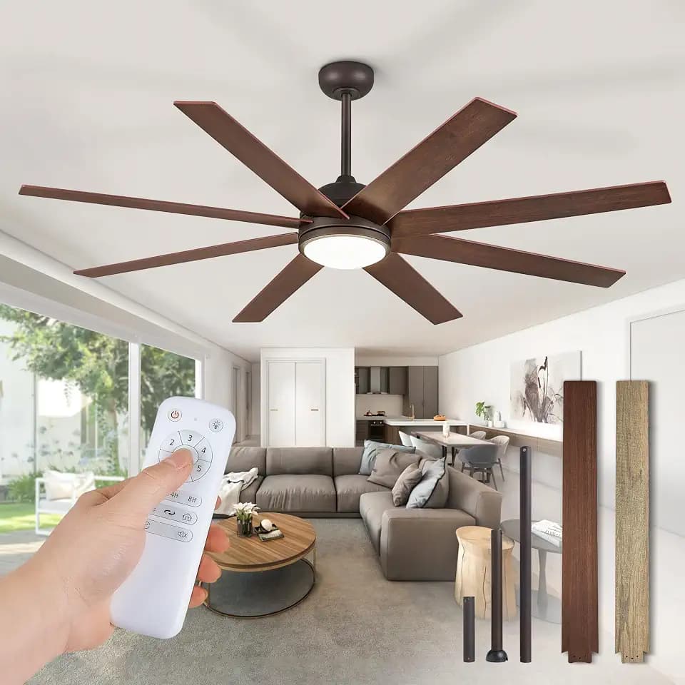 Fanbulous 65 Inch Walnut Ceiling Fans with 3CCT Lights and Remote