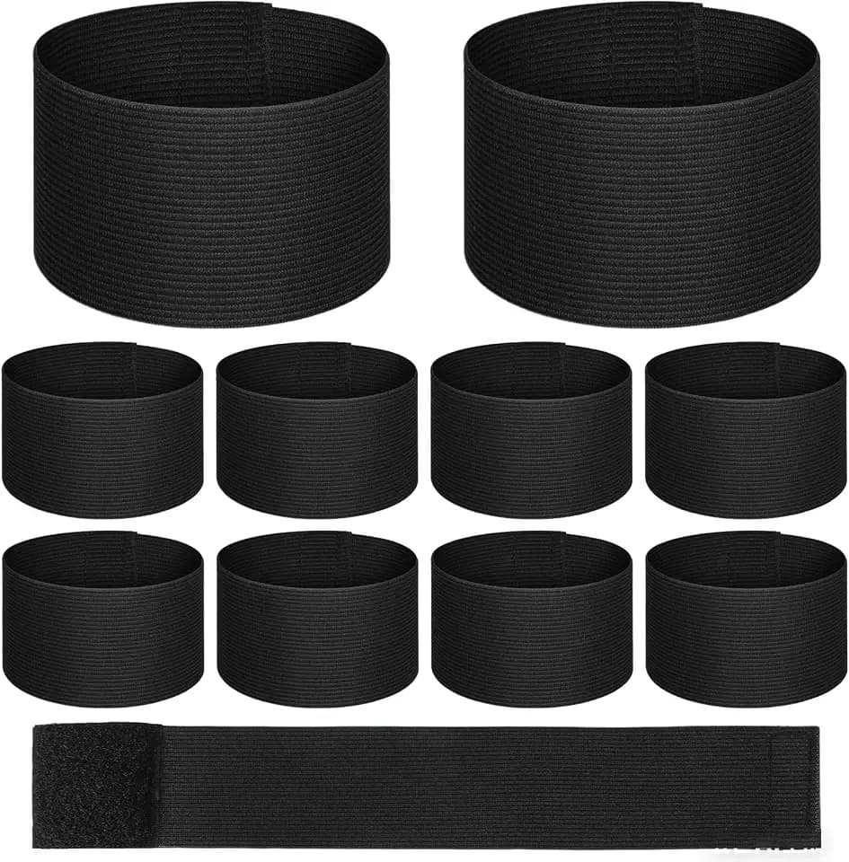 10PCS Captain Armbands, Black Elastic Arm Band, Adjustable Mourning Funeral Memorial Arm Band, Sports Armband