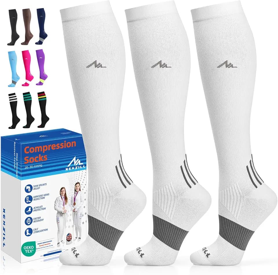 NEWZILL Compression Socks for Women & Men, 20-30 mmHg for Sports & Travel