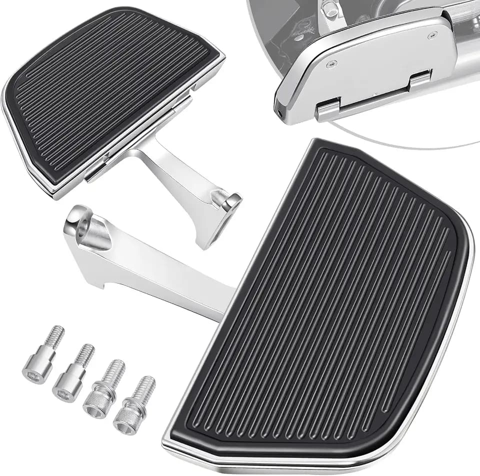 PBYMT Motorcycle Passenger Footboard Floorboard with Mount Bracket Kit Fit for Harley Touring Road King Street Glide Road Glide Electra Glide Ultra Classic 1993-Later Chrome