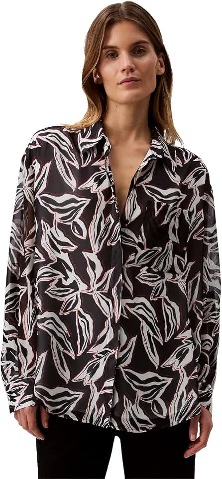 Calvin Klein Women's Printed Classic Button-Down Shirt