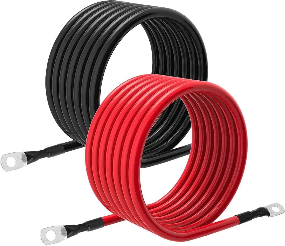6 AWG Battery Cable 6AWG Gauge Battery Inverter Cables for Automotive Solar Marine Boat RV Car Motorcycle (6 AWG, 7FT, 5/16")