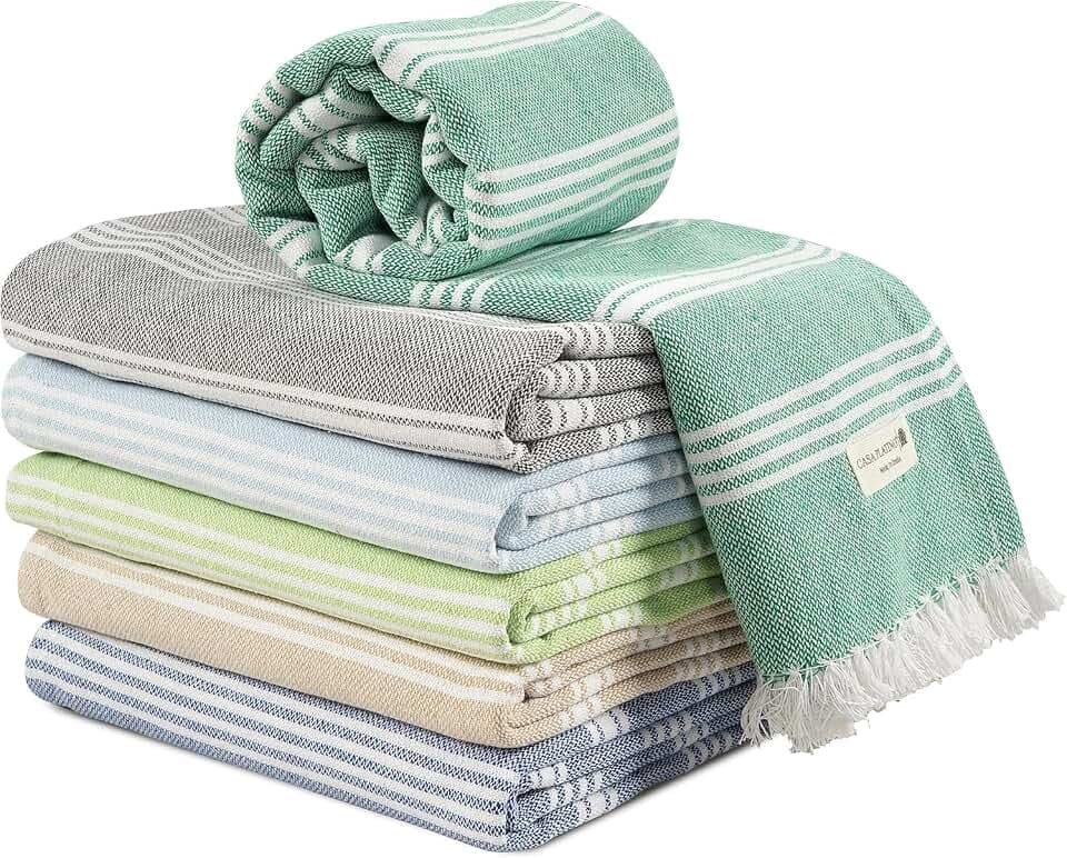Casa Platino Beach Towels Set of 6, Oversized Quick Dry 39x71 - Beach Grass