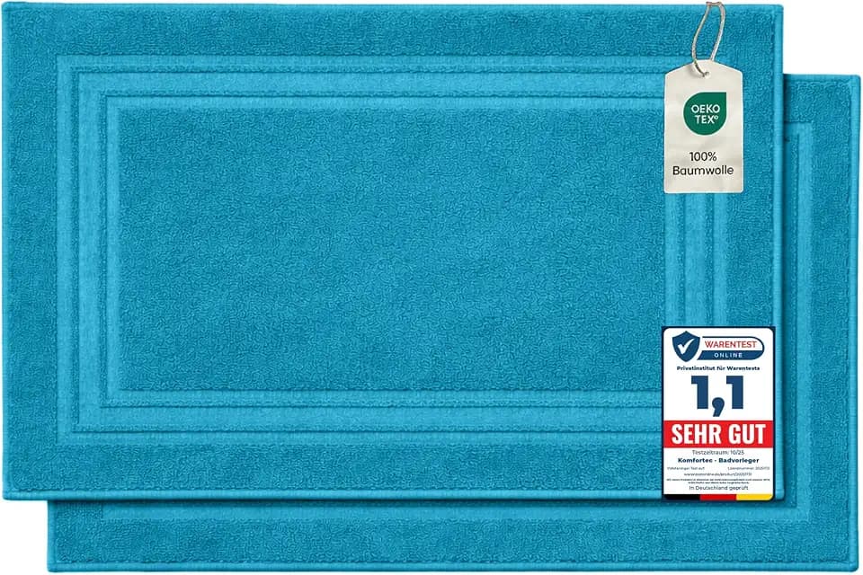Komfortec 2er Badvorleger aus 100% Baumwolle, 600 GSM Duschvorleger
