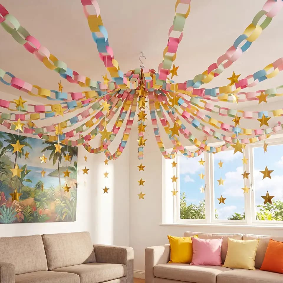 Maitys 500 Sheets Paper Chain Star Garland, Candy, 0.79 x 8.27 Inch