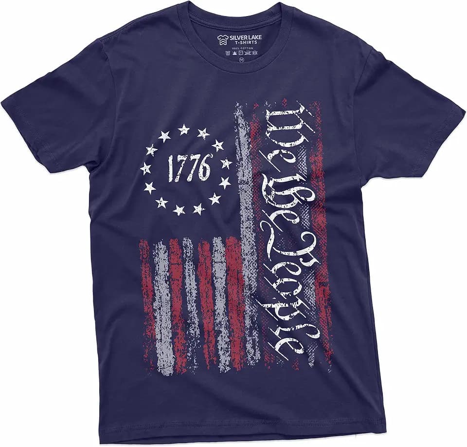 We The People Tee Shirt 1776 Independence Day 4th of July USA Graphic Flag Print T-Shirt