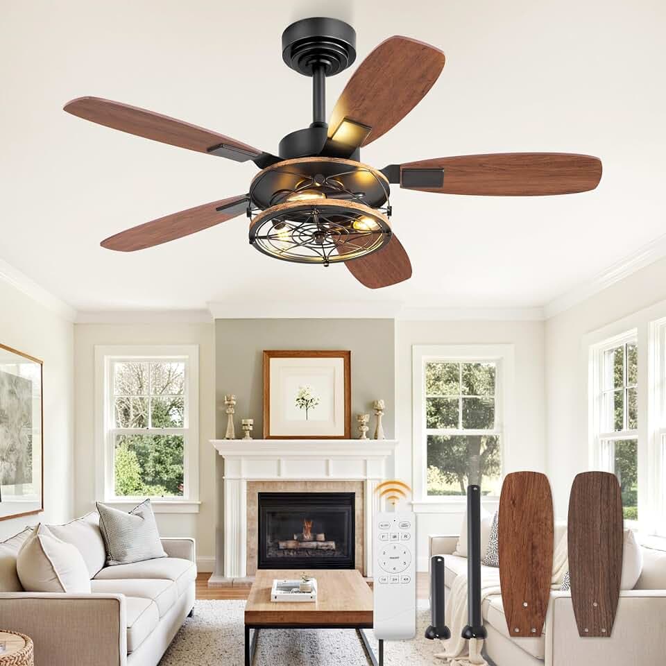 Fanbulous Farmhouse 42 Inch Ceiling Fan with Light and Remote, Black