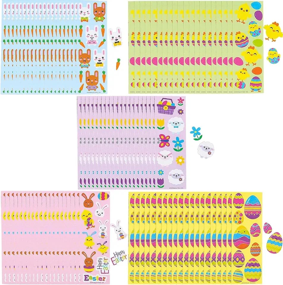 BULK EASTER EGG SHAPED STICKER SHEETS - Stationery - 100 Pieces