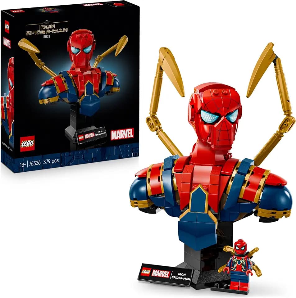 LEGO | Marvel Iron Spider-Man Büste - Modellbau für Erwachsene - inkl. 2 beweglichen Armen, drehbarem Kopf & Superhelden Minifigur - Sammlerstück & Avengers Geschenk für Fans - 76326