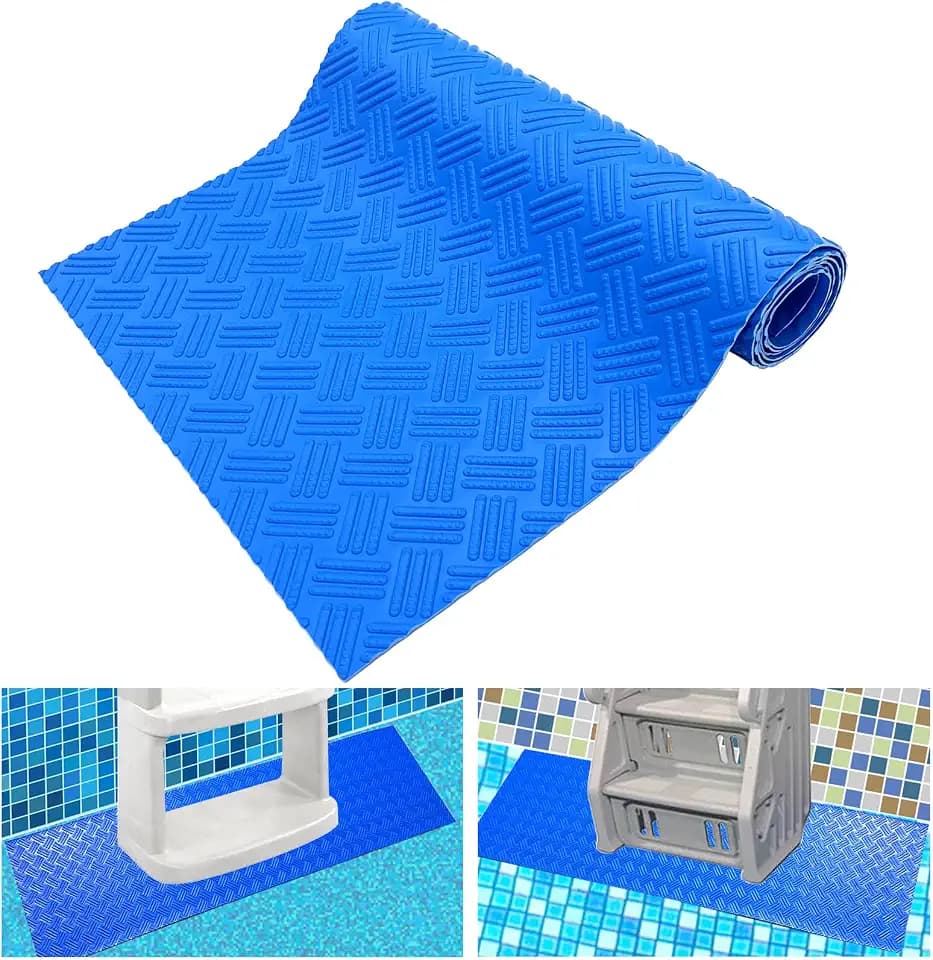 Swimming Pool Ladder Mat - Protective Pool Ladder Pad Step Mat with Non-Slip Texture, Blue Medium Blue Medium Pool Step Mat, Pool Liner Protection Mat (36 X 36 inch)