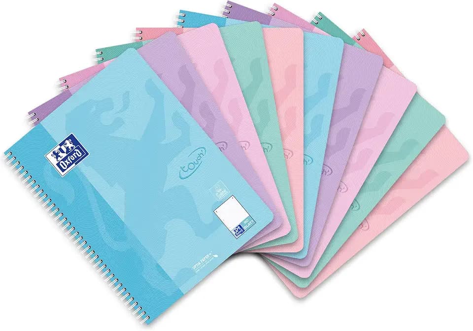 Oxford Touch Collegeblock A4 punktkariert/dotted, 160 Seiten, 5 Pastell-Farben, 10 Stück