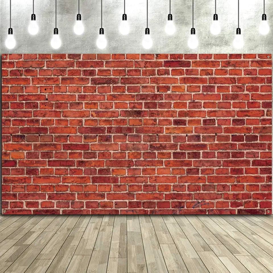 Blulu 6x3.6 Ft Red Brick Wall Party Backdrop, Fabric Photo Background
