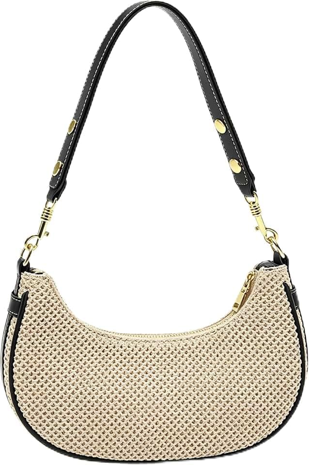 Boho Summer Vacation Women's Straw Woven Box Handbag Crossbody Shoulder Hobo Bags Crochet Handbag Beach Straw Purse