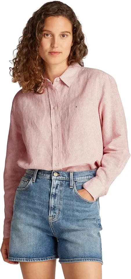 Tommy Jeans Damen Hemd Linen Relaxed Fit