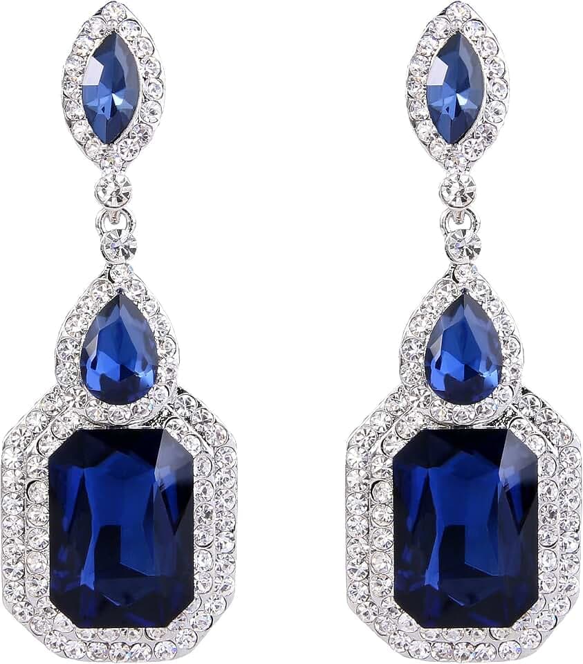 BriLove Women's Prom Wedding Emerald Cut Infinity Figure 8 Dangle Earrings