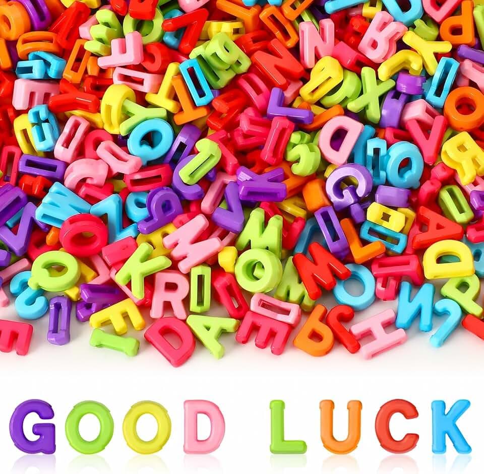 Augshy 400Pcs Large Alphabet Letter Beads for Keychains Chunky Crafts |