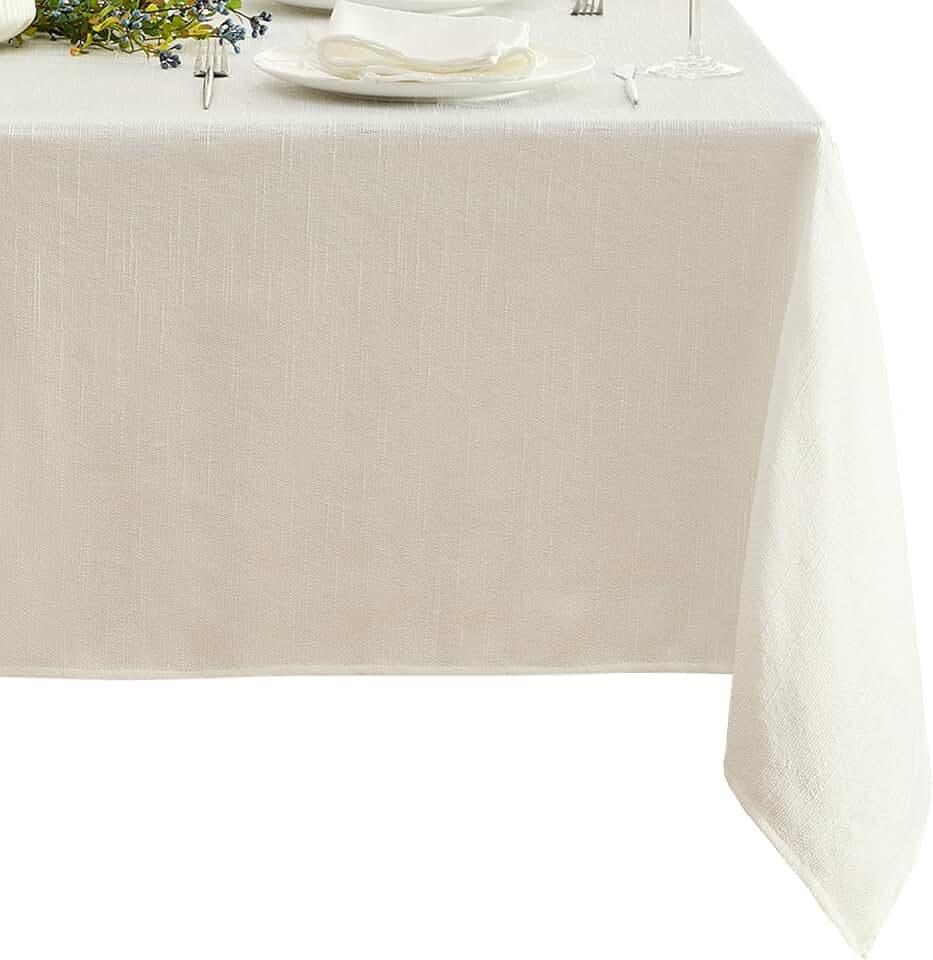 Villeroy & Boch Bristow Solid Texture Tablecloth, White - 60"W x 144"L