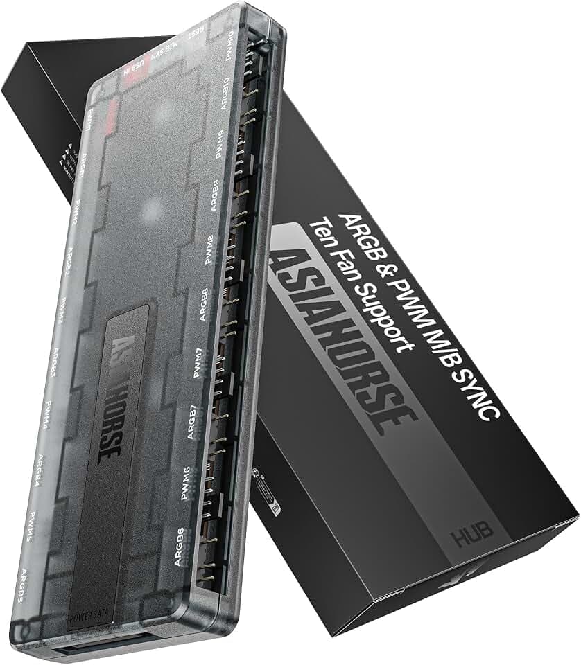 AsiaHorse UMBRA ARGB PWM PC Lüfter Hub, 10 Port 5V 3 Pin ARGB PC Controller mit exklusiver Software, automatische LED Erkennung, Canvas Modus für Bildschirm-SYNC
