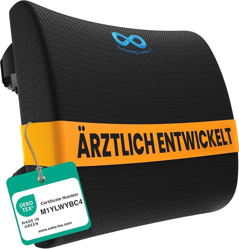 Everlasting Comfort Memory-Foam Kissen ergonomisch – Sitzkissen & Rückenkissen für Bürostuhl & Auto – Orthopädische Unterstützung für Haltung, Wirbelsäule, Steißbein & Lendenbereich