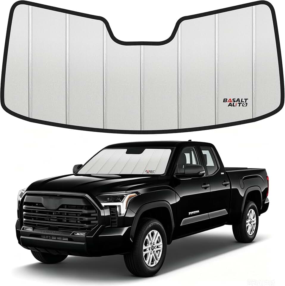 Windshield Sun Shade Deluxe Compatible for 2022-2025 Toyota Tundra Silver Reflective 6 Layers Accordion-Folding Front Sun Visor