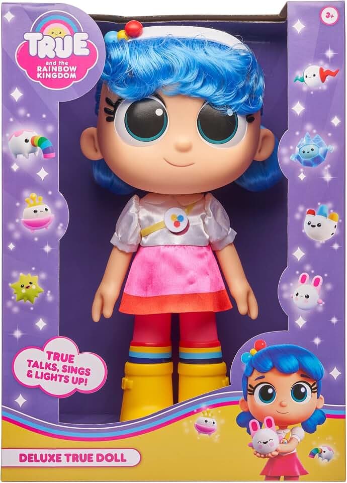 True and The Rainbow Kingdom Talking and Singing Doll with LED Lights and Sounds - True 30cm Cute Colourful Doll - Night Light Plush Cuddly Toy - Ages 3+