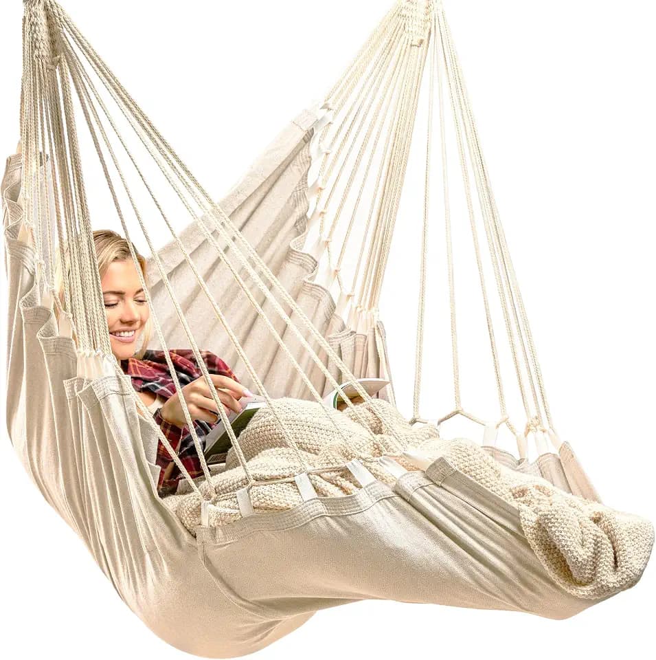 Hanging Hammock Chair Swing with Footrest - XL Hammock Swing Chair