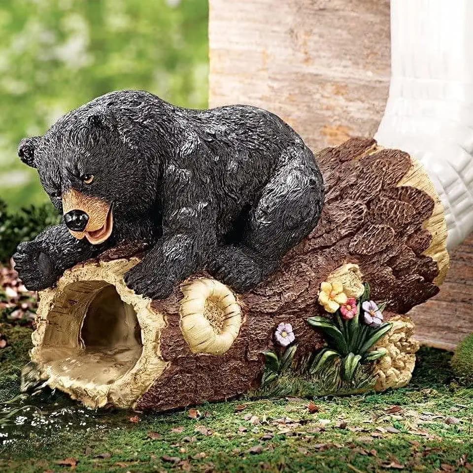 Outdoor Statue for Downspout Extension, Curious Bear Shape Downspout Diverter Garden Decorative, Whimsical Full Color Downspout Gutter Extender for Yard, Lawn, Patio, Fittting Downspout up to 3”x2.5”