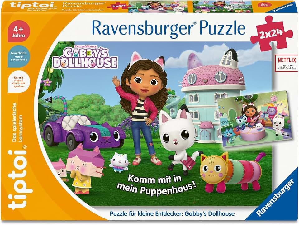 Ravensburger tiptoi Puzzle 00198 Puzzle für kleine Entdecker: Gabby’s Dollhouse, Kinderpuzzle ab 4 Jahren, für 1 Spieler