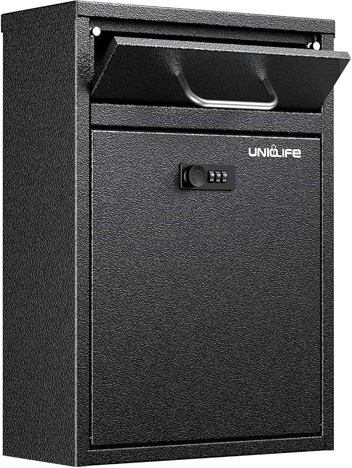 Uniclife Wandbriefkasten mit Zahlenschloss Schwarz
