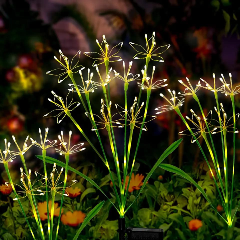 Solar Firework Lights Outdoor 4 Pack Waterproof Garden Decor Warmwhite