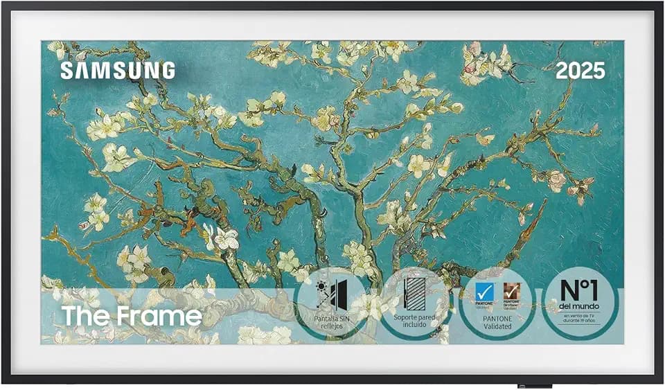 Samsung The Frame 2023 32LS03 32LS03 Smart TV 32 Zoll, Kunstgalerie mit mattem Display, Wechselrahmen, Quantum Dot Technologie, One Connect und Fast unsichtbares Kab...[Länderversion Spanisch]