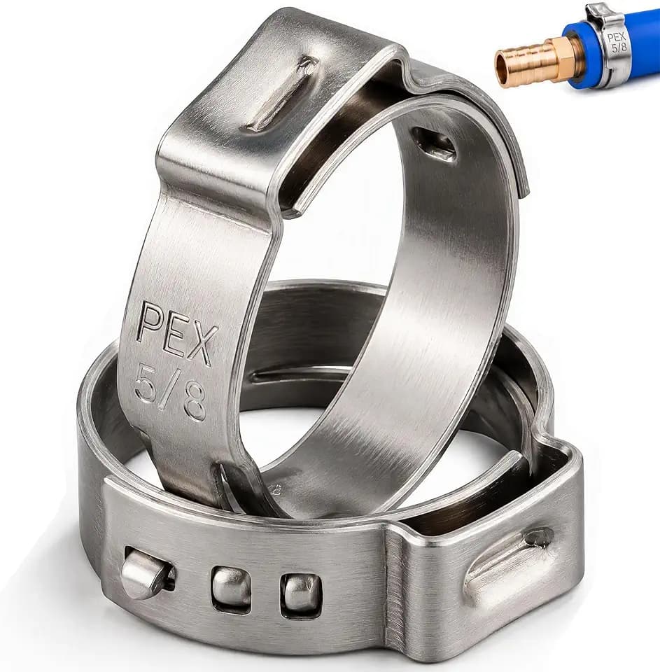 OURU 130PCS 5/8 Pex Crimp Rings, 304 Stainless Steel Pex Fittings, Silver