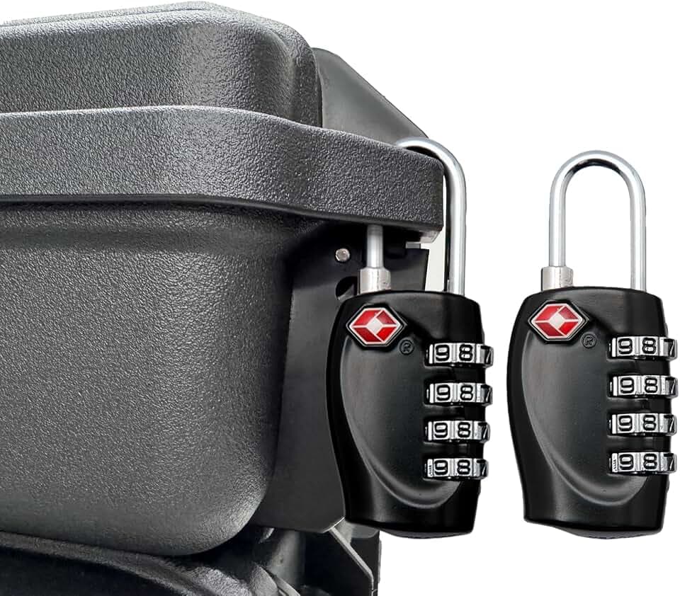 LAFENLIN TSA Lock 2-Pack for Gun Cases, 4-Dial Combo Padlock, Black
