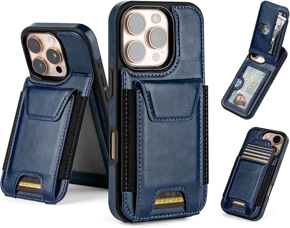 SkyEagle for iPhone 16 Pro Max Case Wallet with Card Holder,Blue