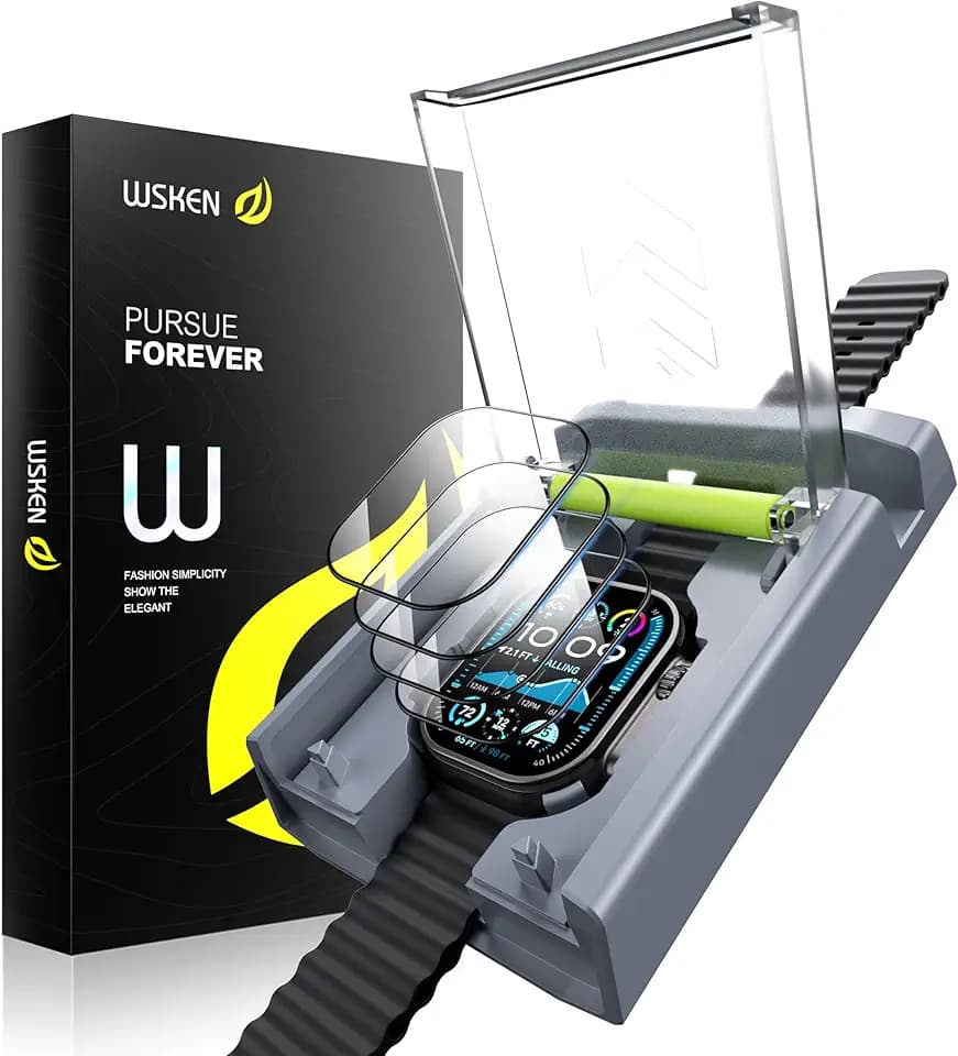 WSKEN 4 Stück für Apple Watch Ultra 4/3/2/Ultra 49mm für Panzerglas - [Automatische Ausrichtung] 9H Härte HD-Klar Volle Abdeckung Displayschutz Folie,Blasenfreie,Anti-Kratzer,Anti-Fingerabdruck
