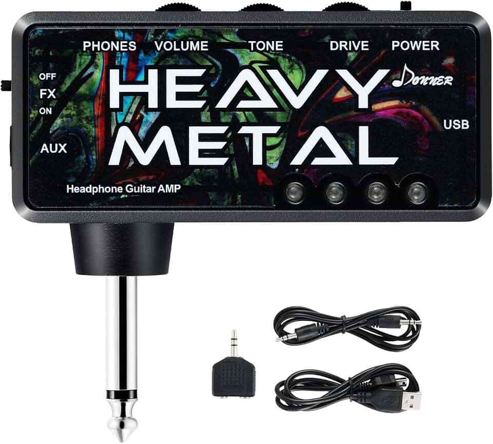 Donner Gitarren-Kopfhörer-Verstärker Heavy Metal USB Wiederaufladbarer Mini-Taschen-Kopfhörer-Verstärker für E-Gitarre