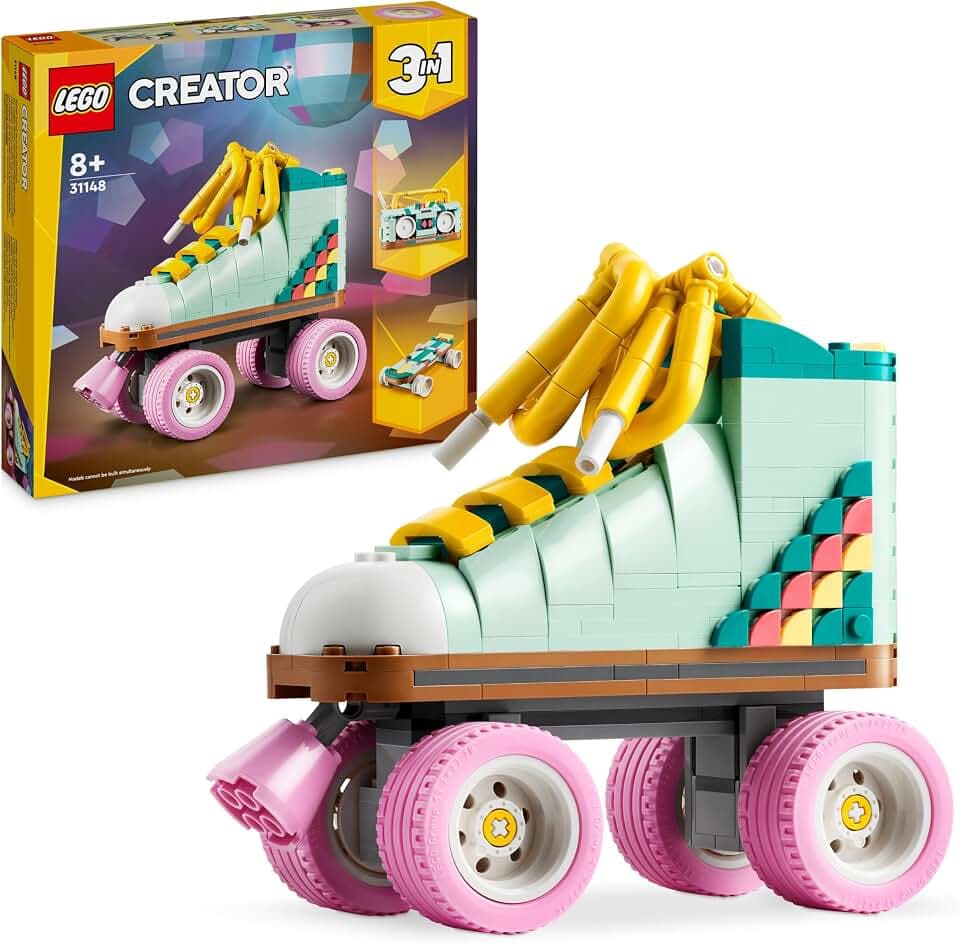LEGO Creator 3-in-1 Retro Rollschuh - Spielzeug zum Bauen und Ausstellen - Verwandelt sich in ein Mini-Skateboard oder ein Boombox Radio - Kreatives Geschenk für Mädchen und Jungen ab 8 Jahren - 31148