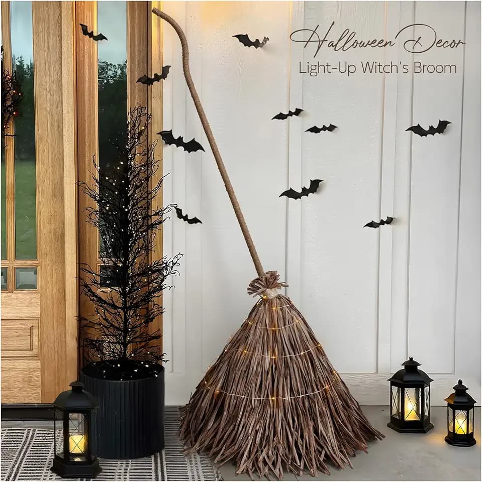 Halloween Decorations - 5.5 Ft Giant Light-Up Witches Broom