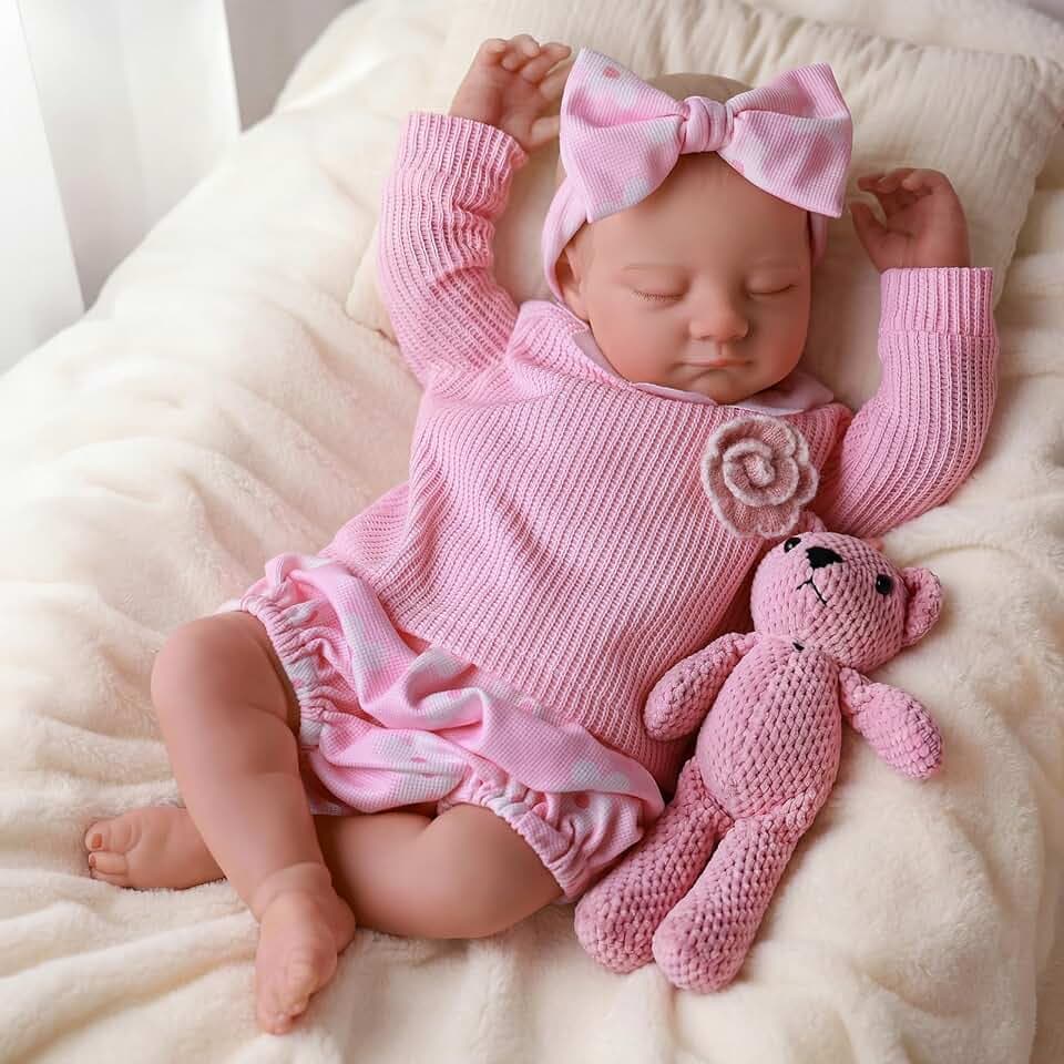 JIZHI Lebensechte Reborn-Babypuppe – 20 Zoll Realistische Neugeborenen-Babypuppe mit Weichem Körper, Echtes Reborn-Puppen Mädchen mit Outfit und Komplettem Zubehör für Kinder 3+