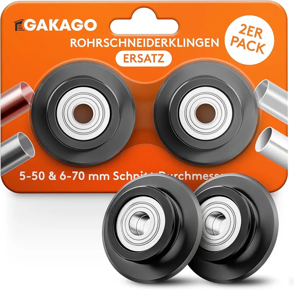 Gakago Rohrschneider Ersatzklingen für 5-50mm und 6-70mm (2er Pack) - Für alle gängigen Metalle wie Edelstahl, Kupfer, Aluminium, Stahl oder Kunststoff (bspw. PVC & PE) aus langlebigem Werkzeugstahl