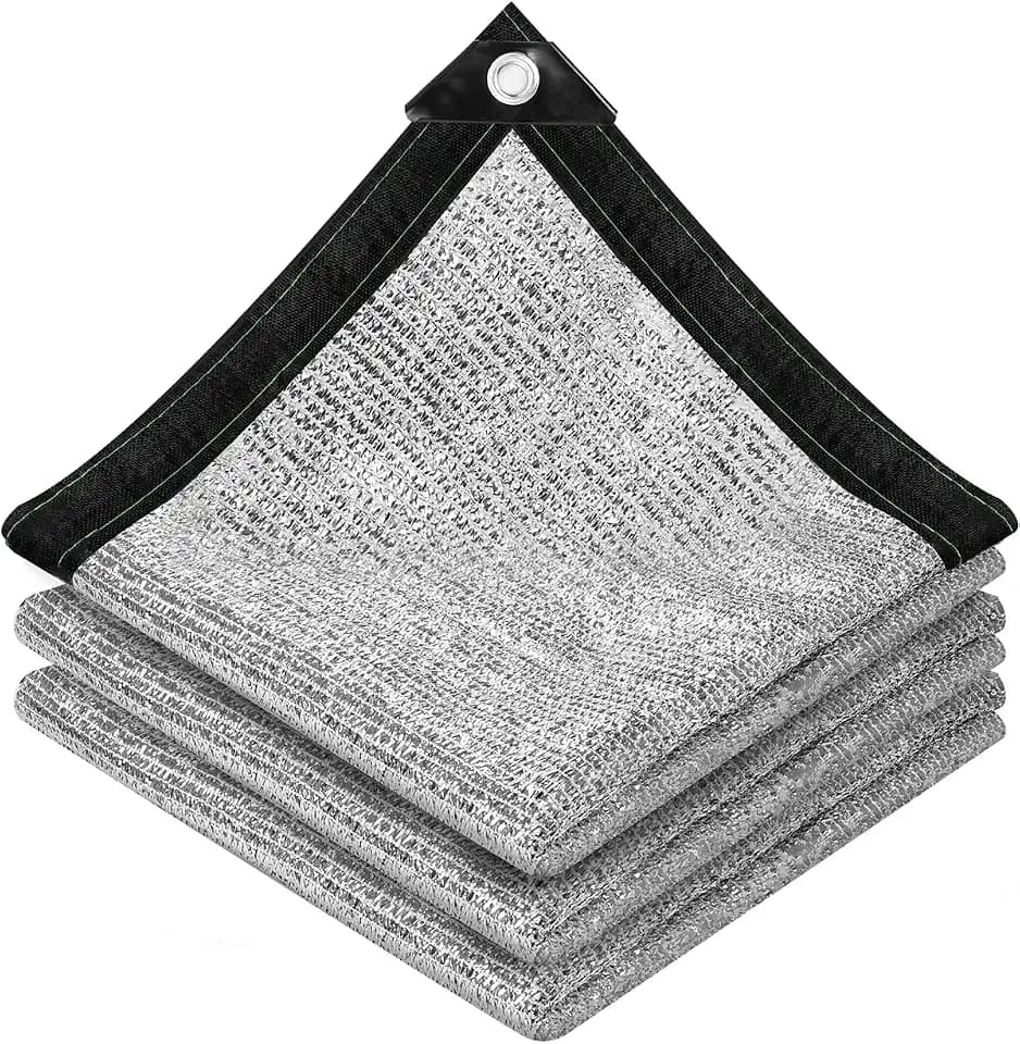 vensovo 85% Reflective Aluminet Shade Cloth with Grommets, 10 x 16 ft