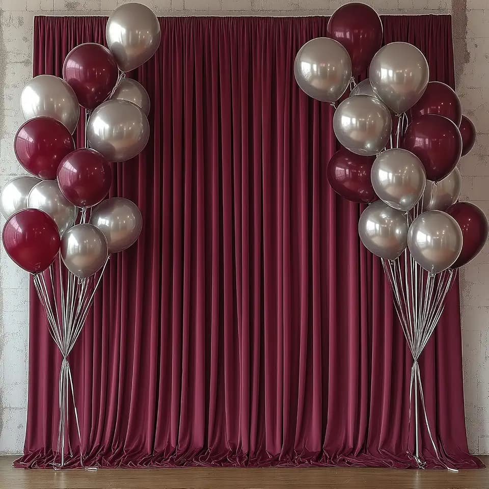 10x10FT Burgundy Backdrop Curtains for Wedding Parties, Wrinkle Free Photo Backdrop Curtains for Wedding Birthday Party Baby Shower, Fabric Drape with Rod Pockets 5ft x 10ft, 2 Panels