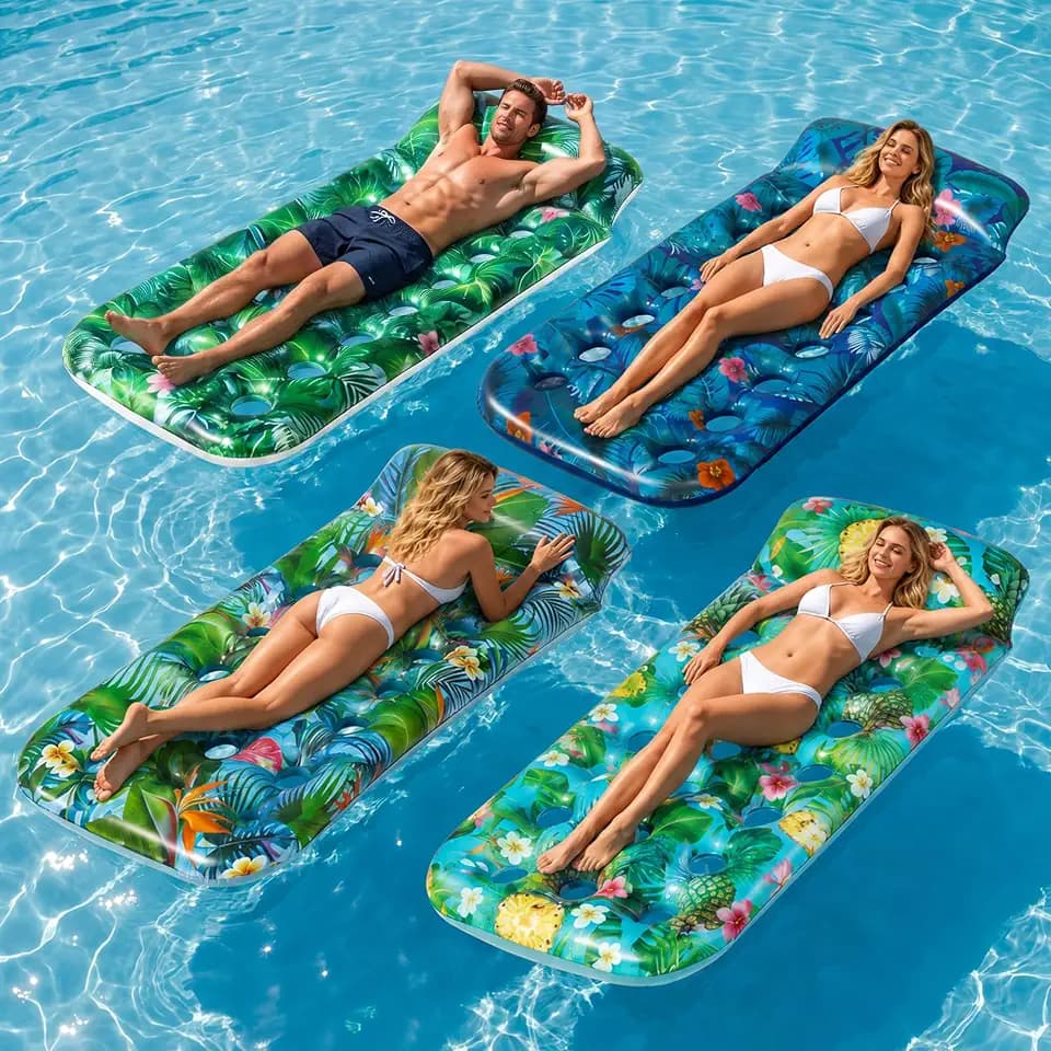 FindUWill Inflatable Pool Floats Adult, Large Pool Float Raft with Headrest for Adults, Tanning Pool Lounger Cooling Pool Floaties for Vacation